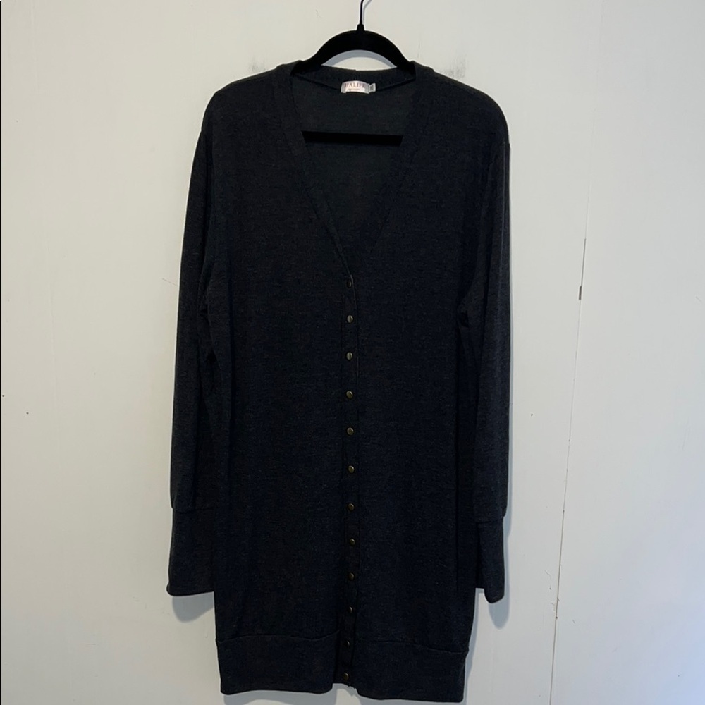 Halife Snap Gray Long Sleeve Cardigan P31